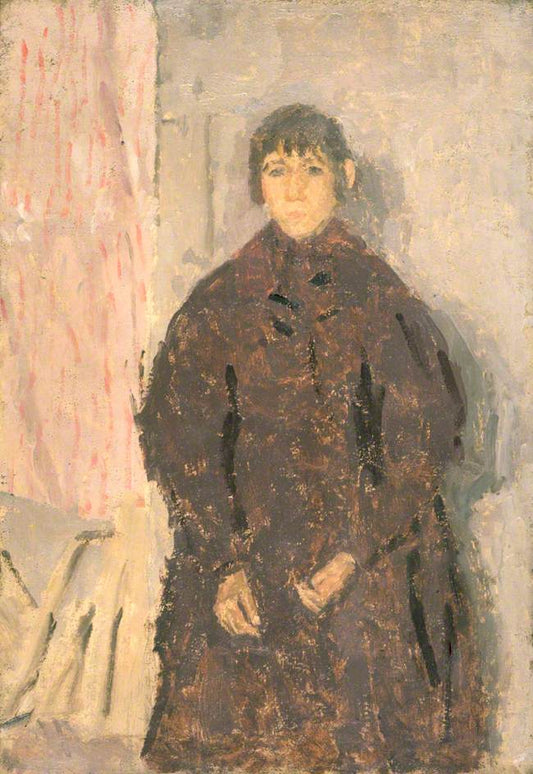 Girl in Mulberry Dress, vintage artwork by Gwen John, 12x8" (A4) Poster