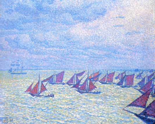 Fishing Flotilla from Arnemuiden (Zeelande), vintage artwork by Theo van Rysselberghe, 12x8" (A4) Poster