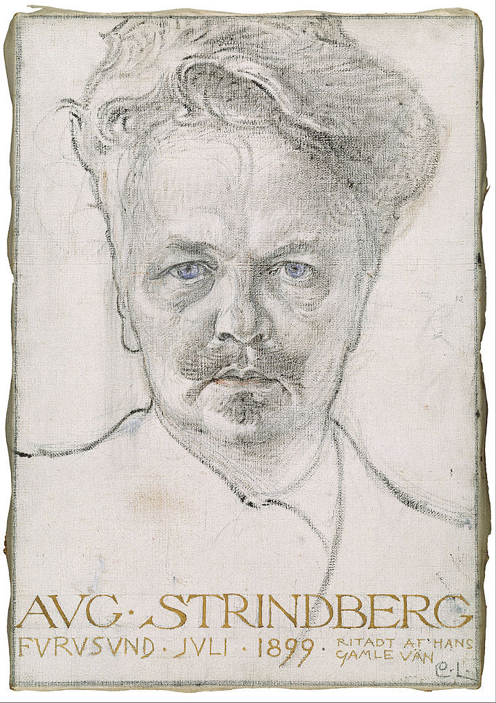 August Strindberg, vintage artwork by Carl Larsson, 12x8" (A4) Poster