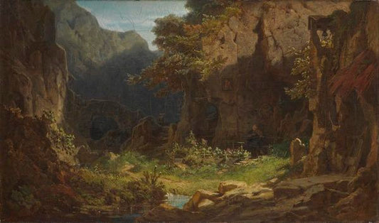 A Hermit, Playing the Violin, vintage artwork by Carl Spitzweg, A3 (16x12") Poster Print