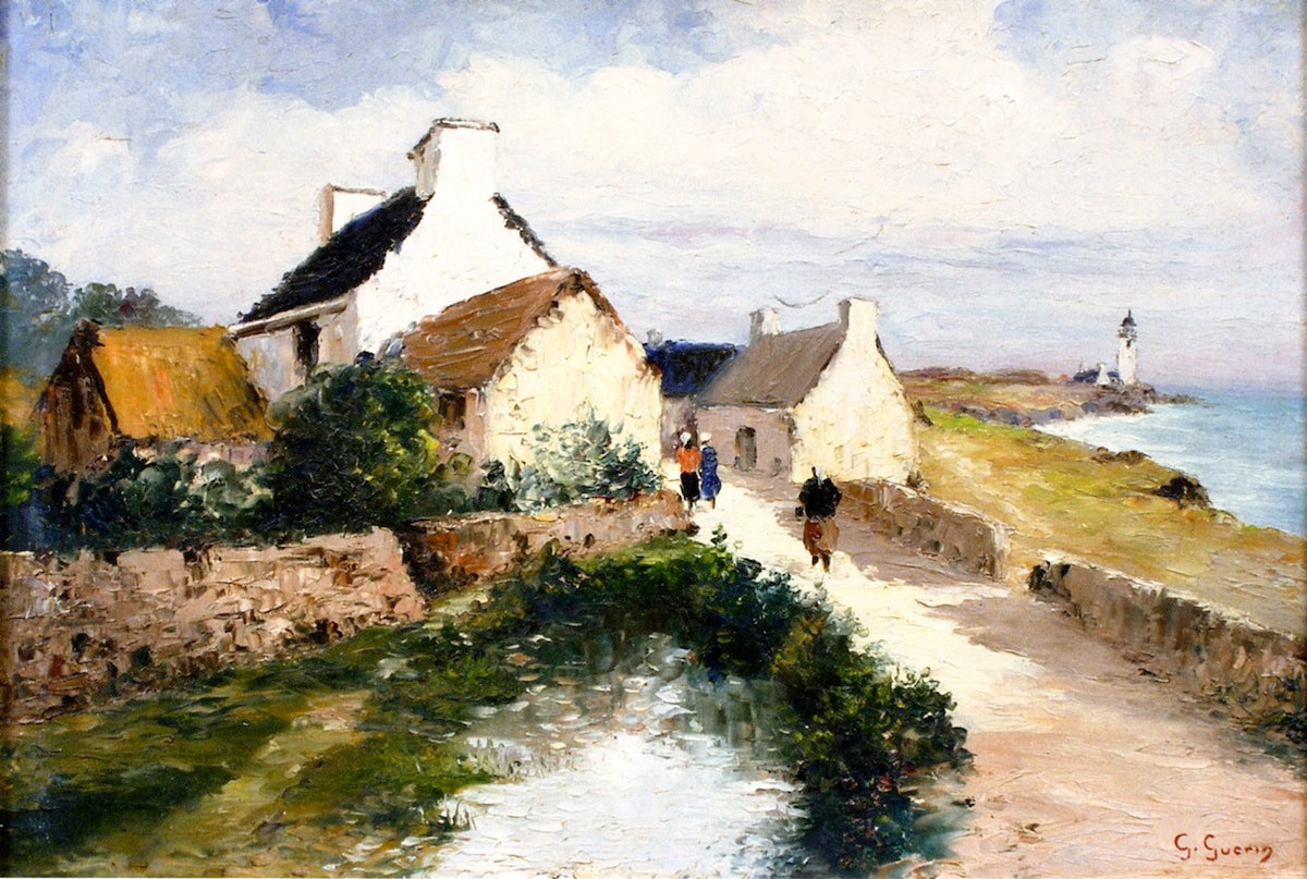Breton Hamlet by the Sea by Gabriel Guerin,A3(16x12")Poster