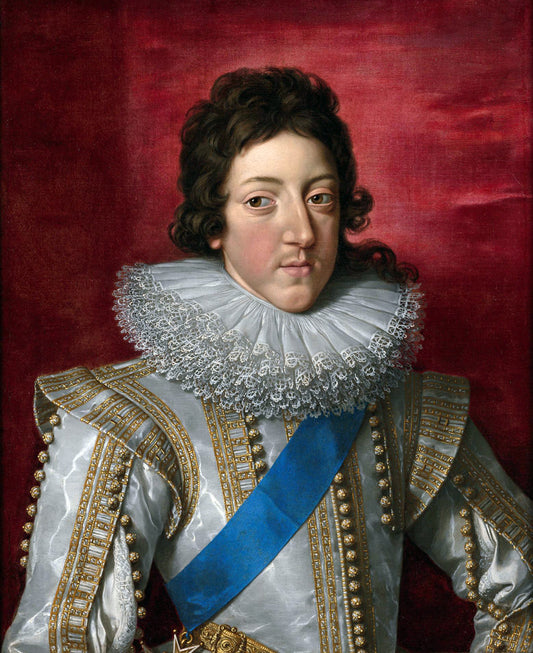 Louis XIII, King of France, with the Sash and Badge of the Order of Saint Esprit, vintage artwork by Frans Pourbus the Younger, 12x8" (A4) Poster