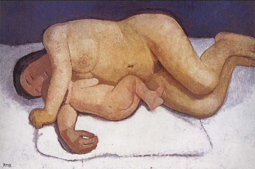 Reclining Mother and Child, vintage artwork by Paula Modersohn-Becker, 12x8" (A4) Poster