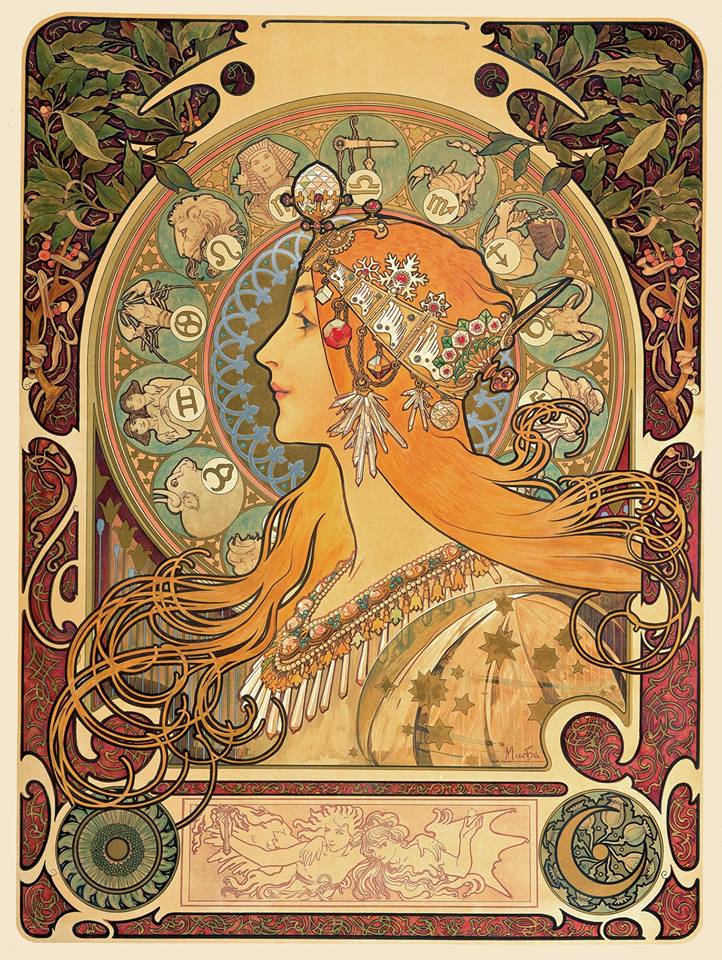 Zodiac by Alfons Mucha,A3(16x12")Poster