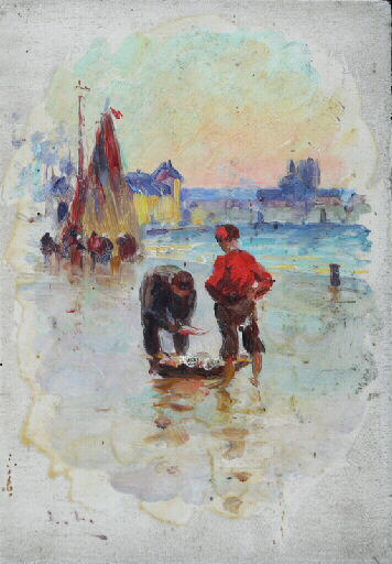 Marine Scene, vintage artwork by Leon-Jules Lemaître, 12x8" (A4) Poster