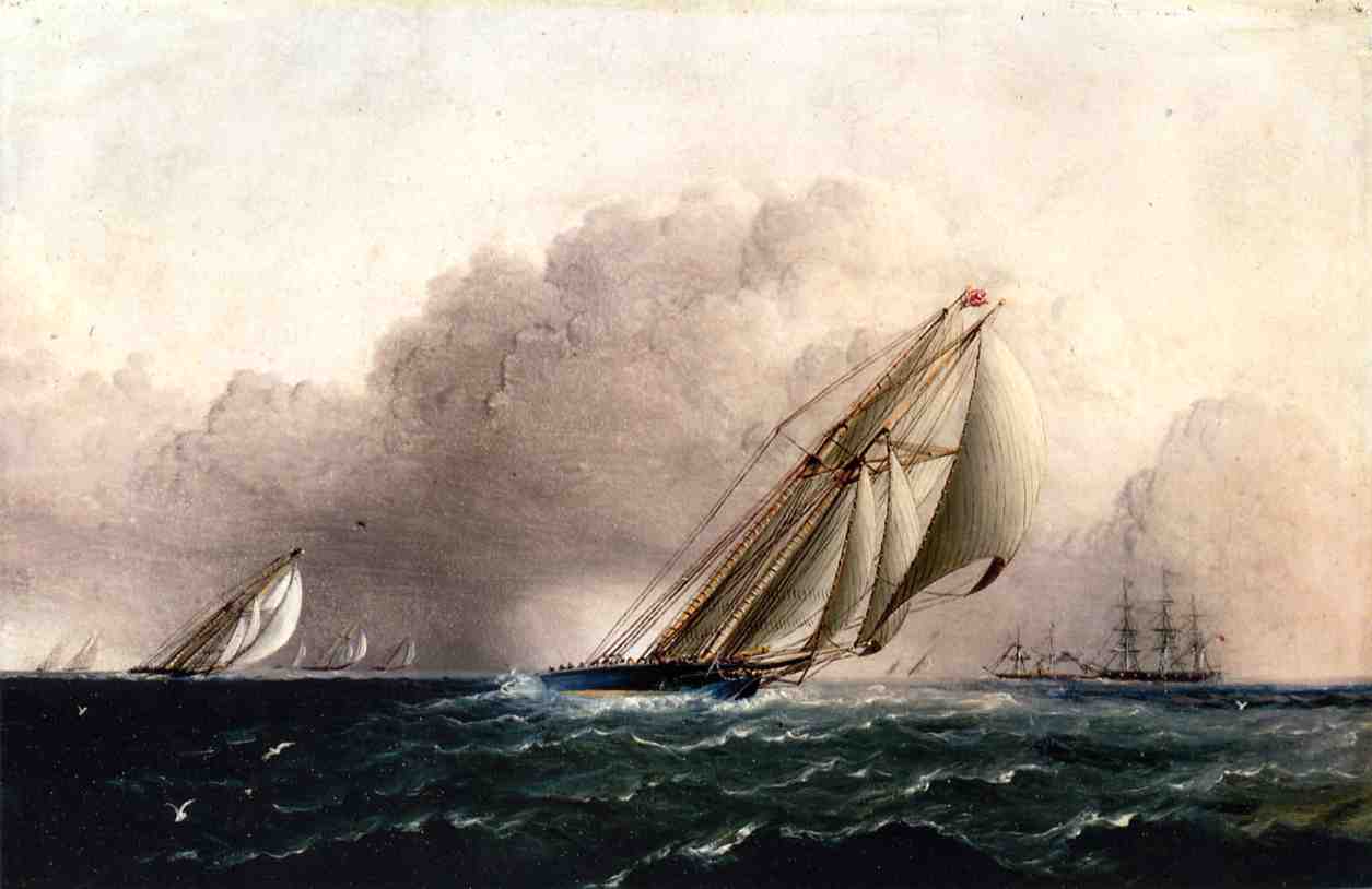N.Y.Y.C. Schooner Yacht 'Estelle' Running Home, vintage artwork by James E. Buttersworth, A3 (16x12") Poster Print