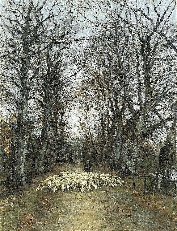 Road with Shepherd by Frans (Baron) Courtens,A3(16x12")Poster