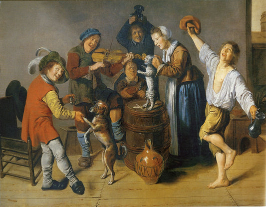 Children Playing and Merrymaking, vintage artwork by Jan Miense Molenaer, 12x8" (A4) Poster