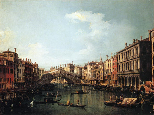 Rialto Bridge from the South, vintage artwork by Canaletto, 12x8" (A4) Poster