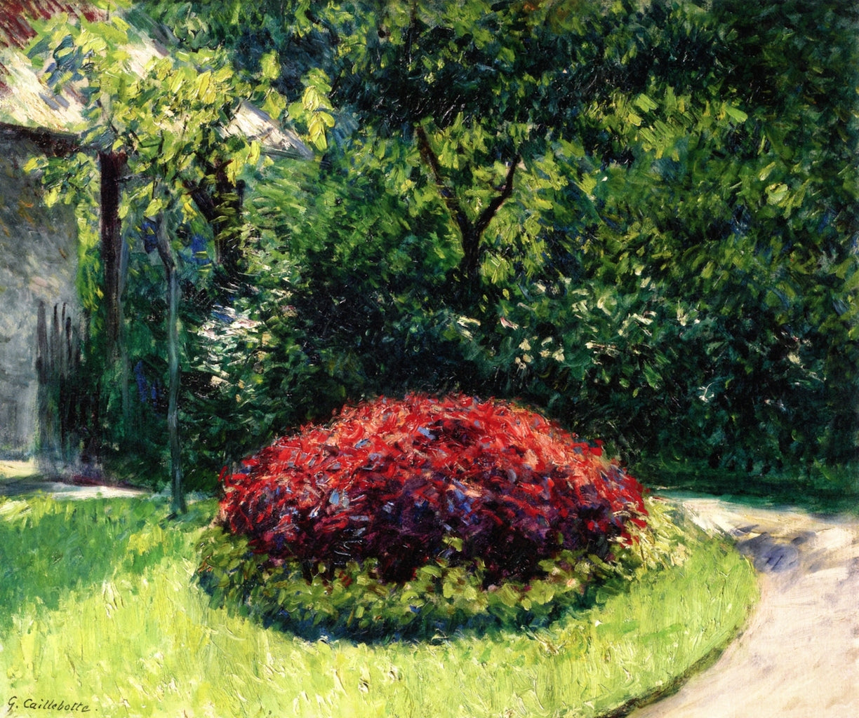 Flower Bed, the Garden at Petit-Gennevilliers, vintage artwork by Gustave Caillebotte, 12x8" (A4) Poster