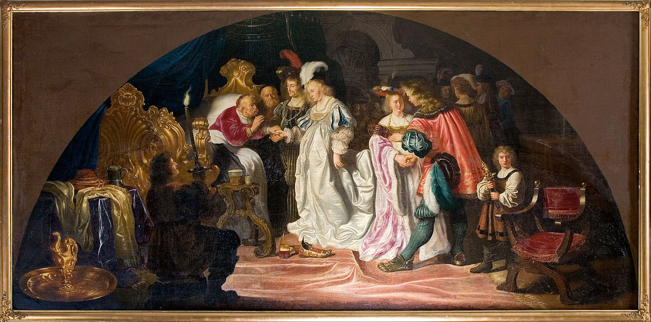 The Royal Double Bethrothals or Nuptials of 1502, vintage artwork by Salomon Koninck, 12x8" (A4) Poster