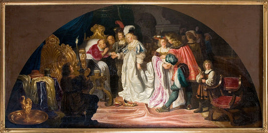 The Royal Double Bethrothals or Nuptials of 1502, vintage artwork by Salomon Koninck, 12x8" (A4) Poster