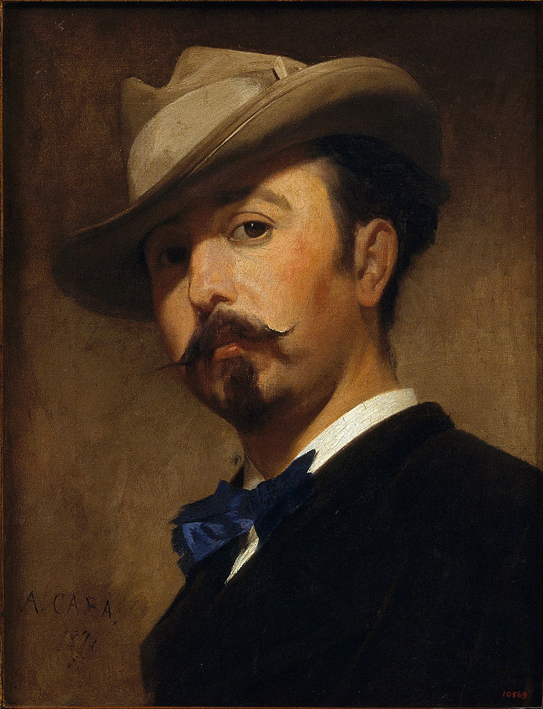 Portrait of the Painter Joaquim Vayreda, vintage artwork by Antonio Caba y Casmitjana, 12x8" (A4) Poster