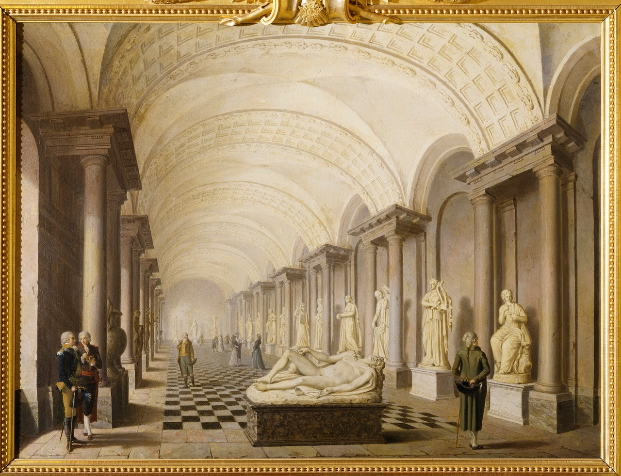 The Gallery of the Muses, in the Royal Museum at the Royal Palace, Stockholm, vintage artwork by Pehr Hilleström, 12x8" (A4) Poster