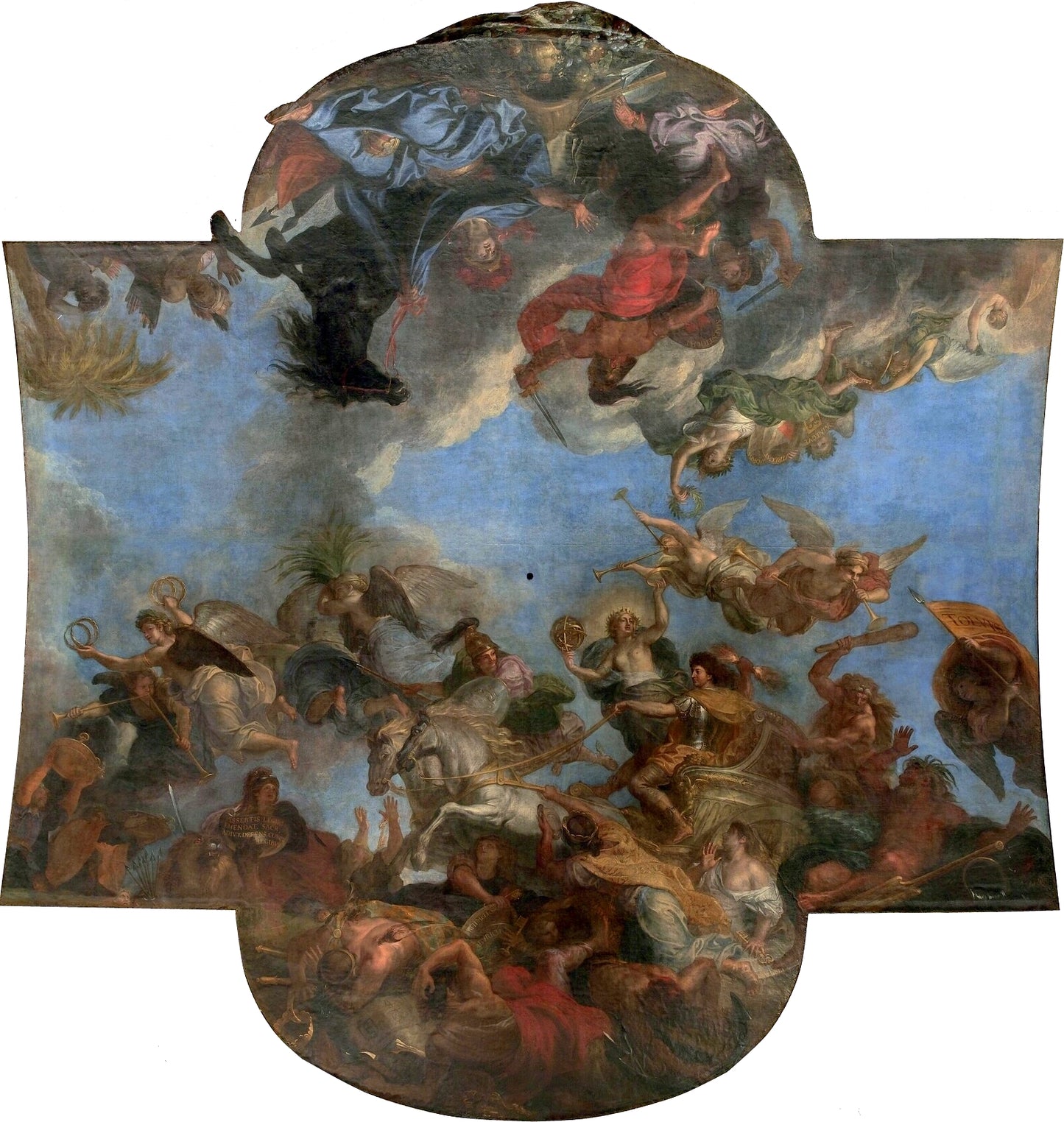 Hall of Mirrors 06 - The Crossing of the Rhine in 1672/Louis XIV Taking Maastricht in 13 Days, 1673, vintage artwork by Charles Le Brun, 12x8" (A4) Poster