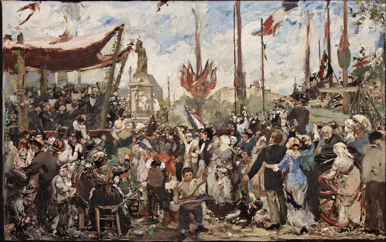 Le 14 juillet 1880, inauguration du monument à la Republique, vintage artwork by Alfred Roll, 12x8" (A4) Poster