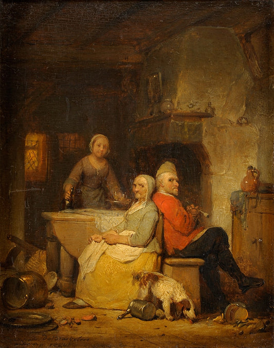 Der Haussegen hängt schief, vintage artwork by Ferdinand de Braekeleer, 12x8" (A4) Poster
