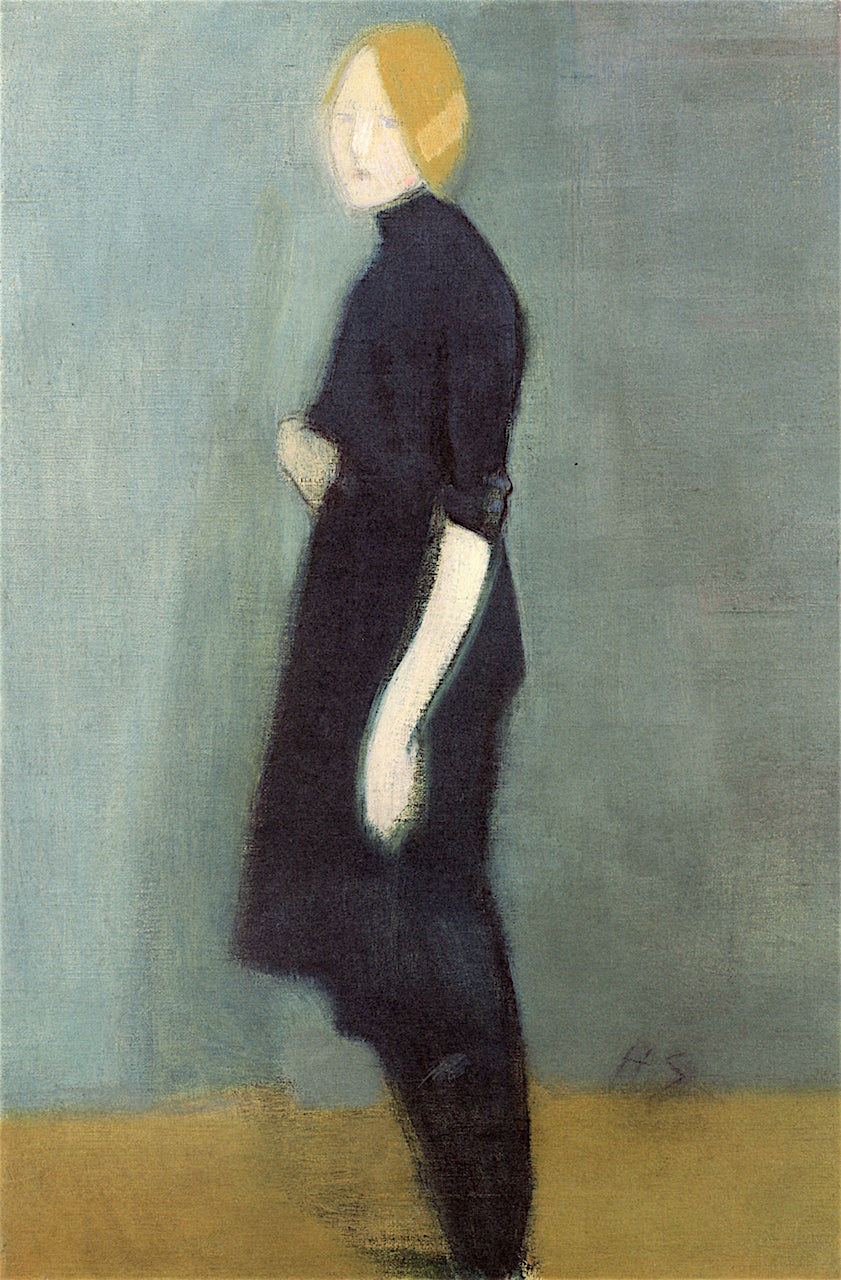 Girl from 'The Tapestry', vintage artwork by Helene Schjerfbeck, 12x8" (A4) Poster