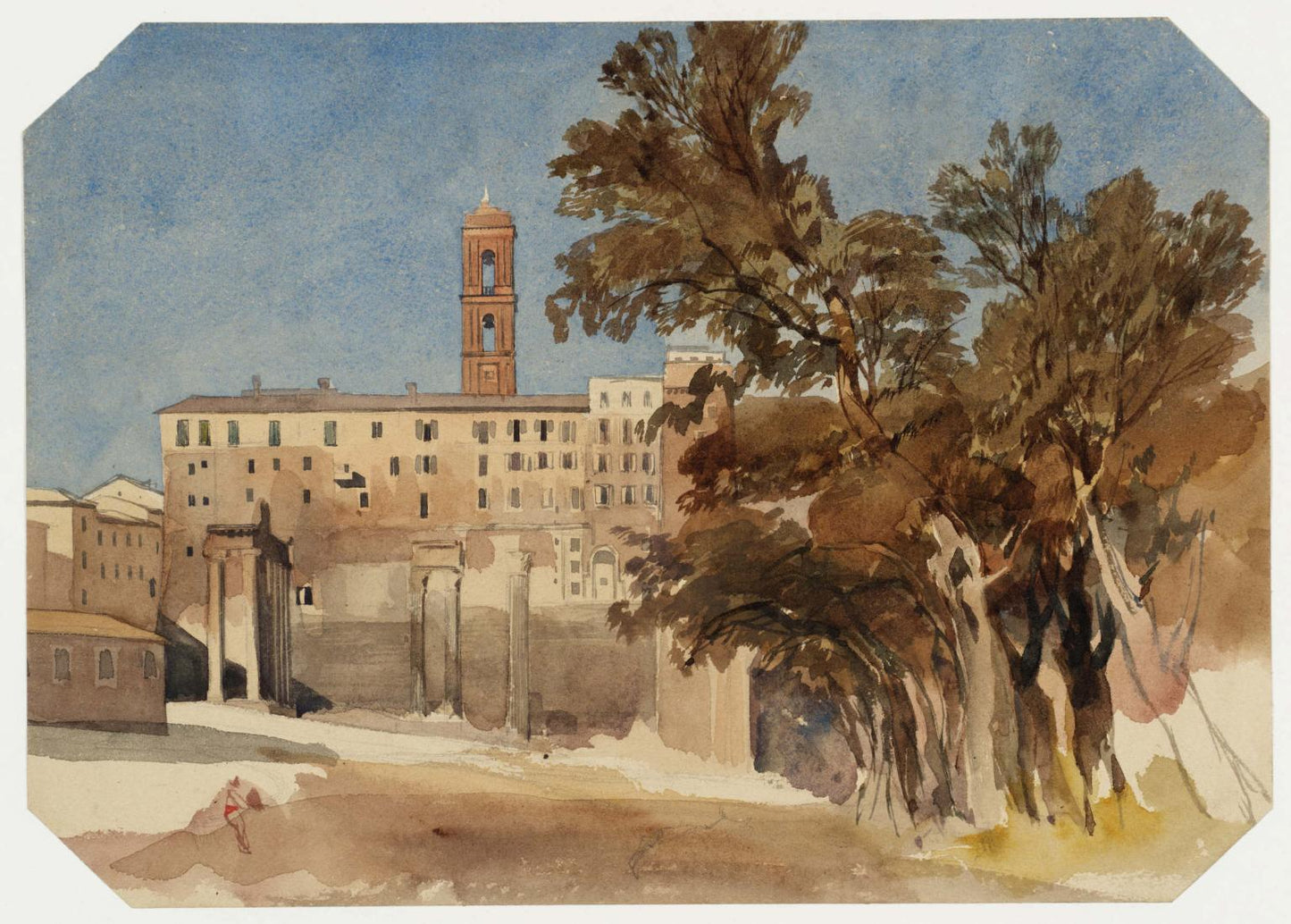 The Capitol, from the Forum, vintage artwork by Edward Lear, A3 (16x12") Poster Print