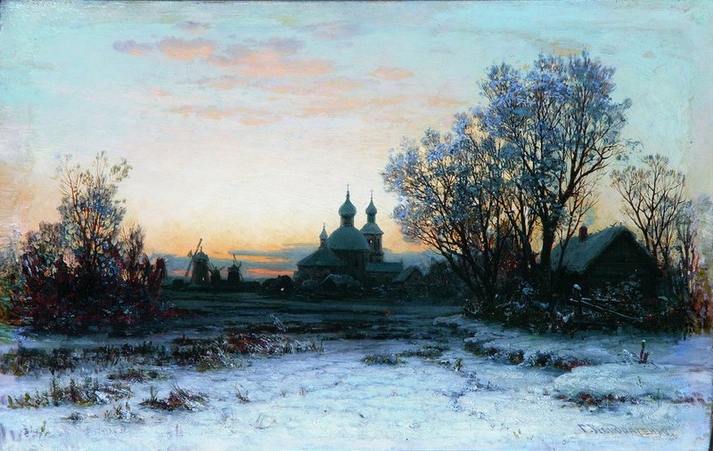 Winter Landscape with Church by Gavriil Kondratenko,A3(16x12")Poster