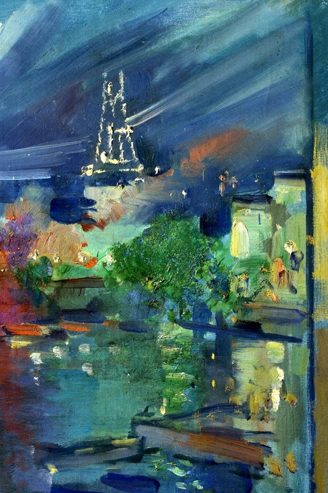 The Eiffel Tower at Night by Constantin Alexeevich Korovin,A3(16x12")Poster