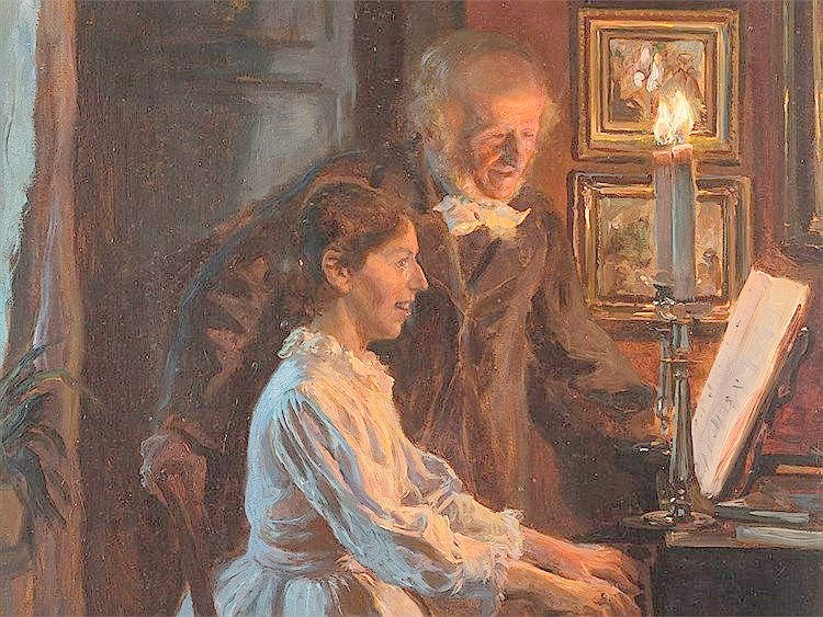Anna Ancher at the Piano by Viggo Pedersen,A3(16x12")Poster