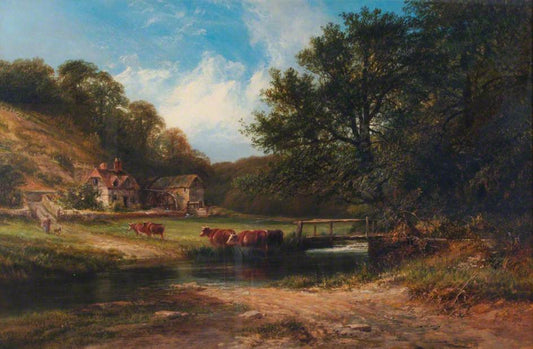 Cotehele Mill on the Tamar, vintage artwork by George Cole, A3 (16x12") Poster Print
