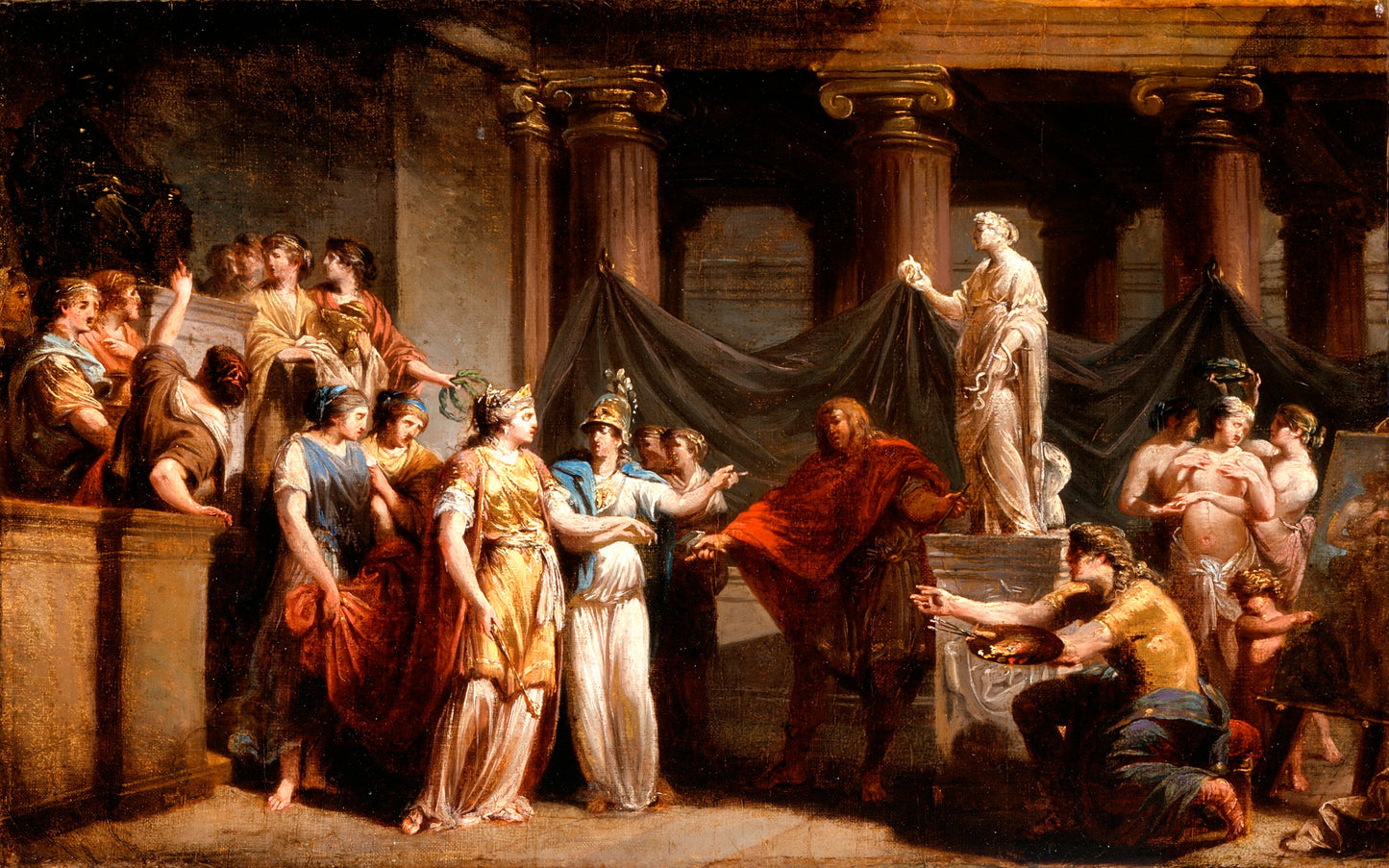 The Temple of the Liberal Arts, with the City of Bern and Minerva, vintage artwork by Jacques Sablet, 12x8" (A4) Poster