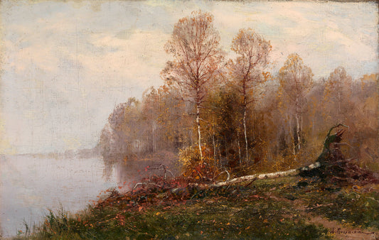 Mist. by  the Lake, vintage artwork by Alexei Pisemsky, 12x8" (A4) Poster