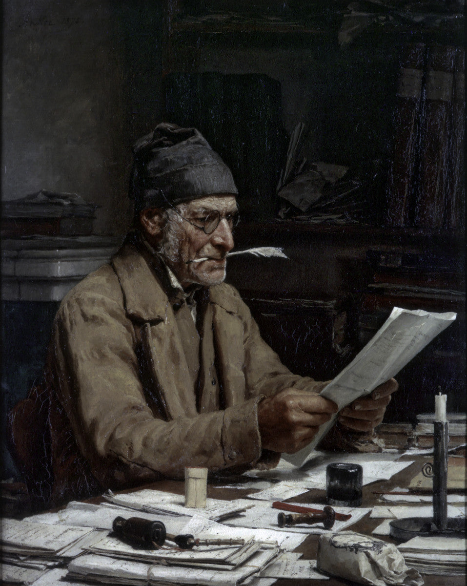 The Commune Secretary, vintage artwork by Albert Anker, 12x8" (A4) Poster