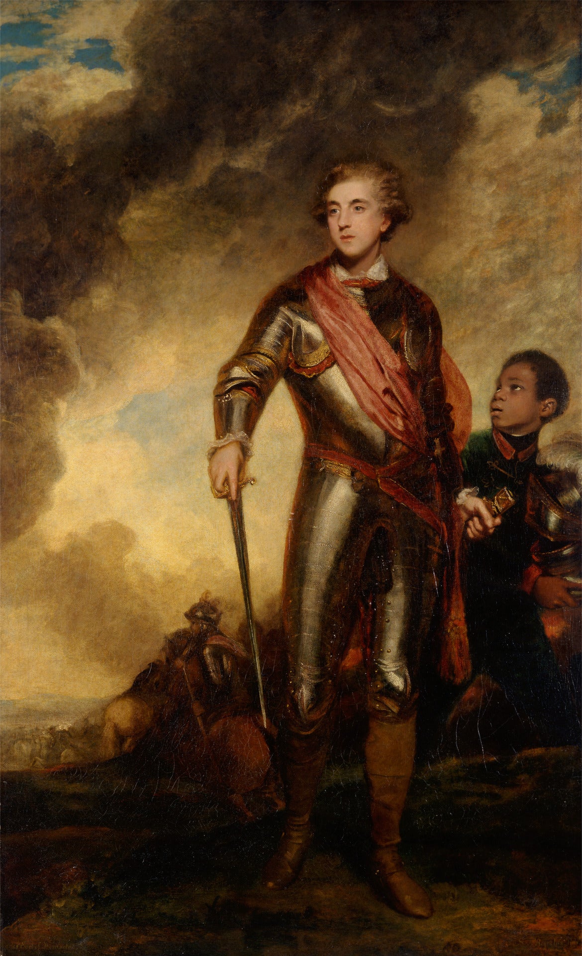 Charles Stanhope, Third Earl of Harrington, and a Servant, vintage artwork by Sir Joshua Reynolds, 12x8" (A4) Poster