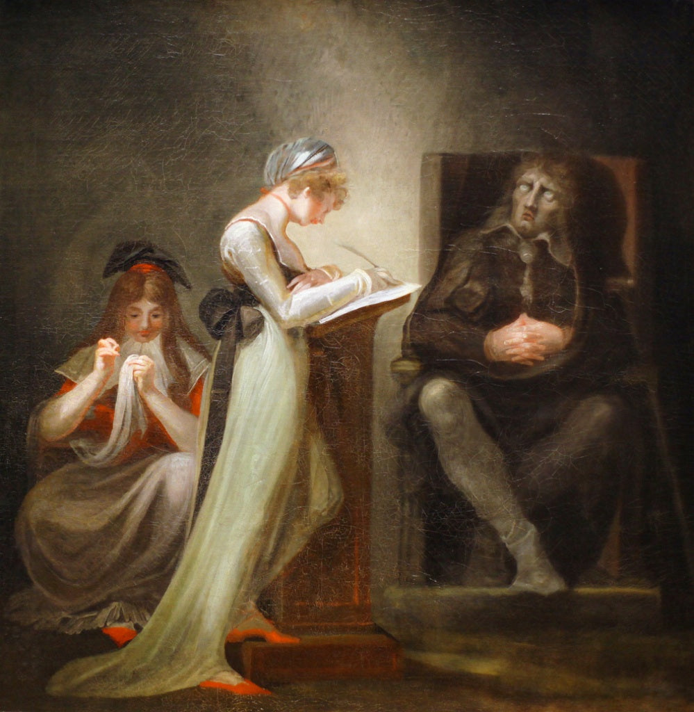 Milton Dictating to His Daughter, vintage artwork by Johann Heinrich Füseli, 12x8" (A4) Poster