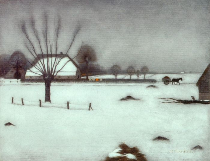 Winter in Eerbeek, vintage artwork by Jan Mankes, 12x8" (A4) Poster