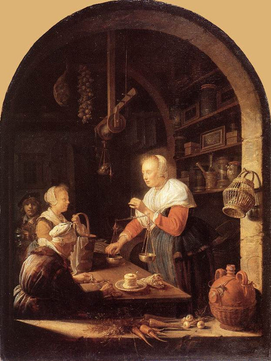 The Grocer's Shop, vintage artwork by Gerrit Dou, 12x8" (A4) Poster
