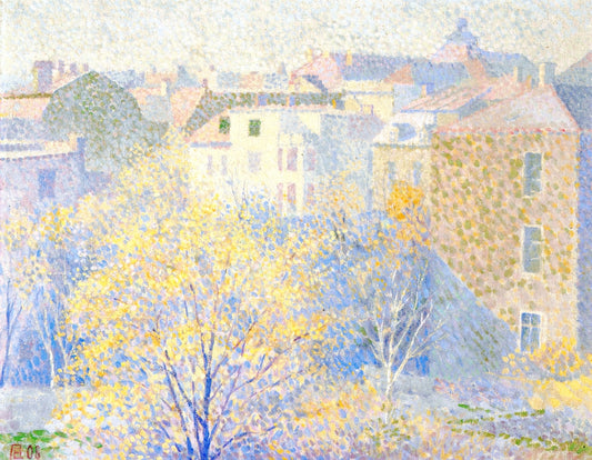 View from the Artist's Apartment on Königinstrasse, Munich, vintage artwork by Adolf Erbslöh, 12x8" (A4) Poster