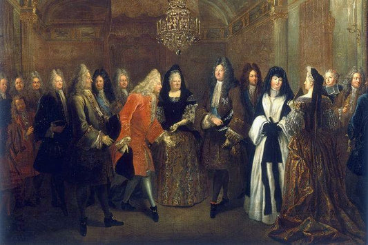 Reception of Frederick Augustus, Elector of Saxony and future King Augustus III of Poland, vintage artwork by Louis de Silvestre, 12x8" (A4) Poster