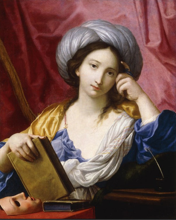 Melpomene, The Muse of Tragedy, vintage artwork by Elisabetta Sirani, 12x8" (A4) Poster
