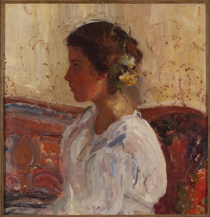 Portret Lizy Pareńskiej, vintage artwork by Witold Wojtkiewicz, 12x8" (A4) Poster
