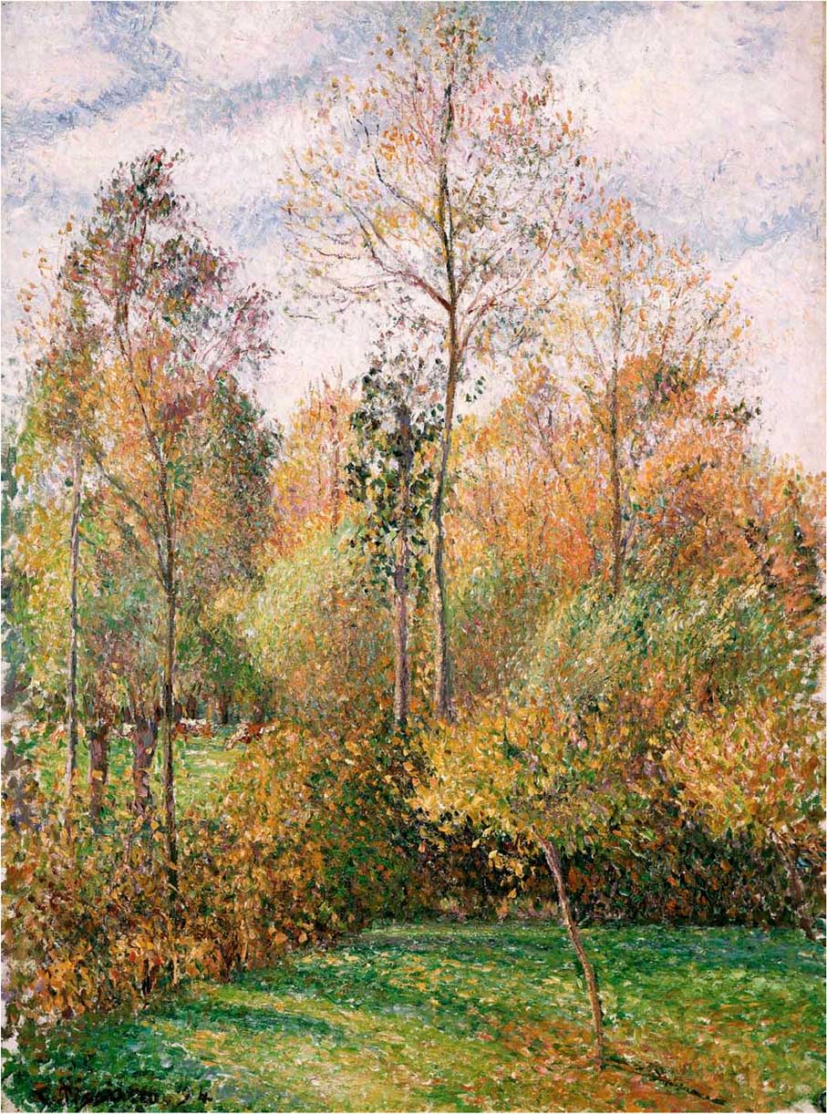 Autumn Poplars, vintage artwork by Camille Pissarro, 12x8" (A4) Poster
