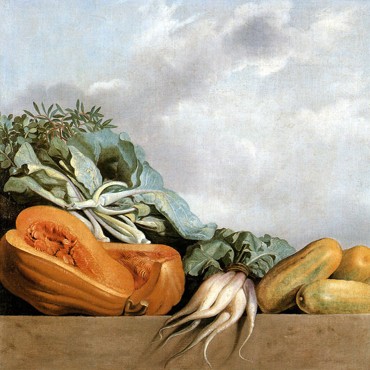 Melon, cabbage and other vegetables, vintage artwork by Albert Eckhout, 12x8" (A4) Poster