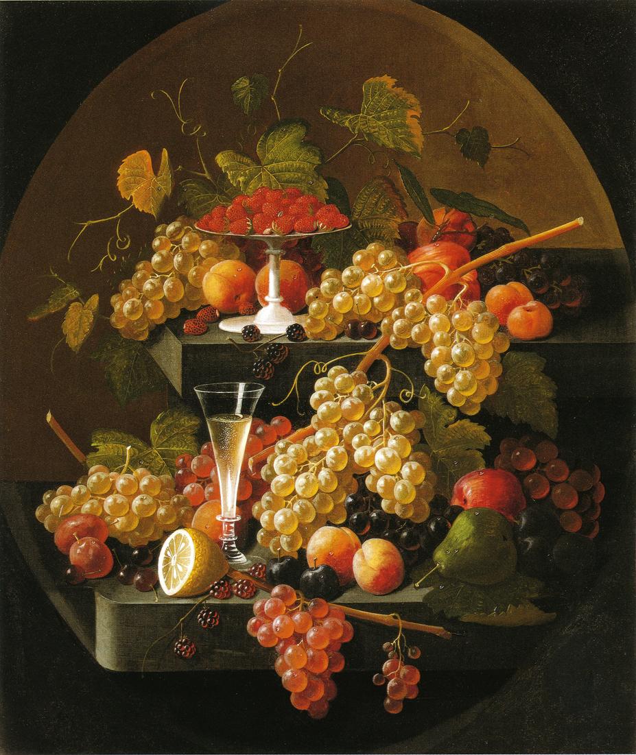 Fruit and Wine Glass, vintage artwork by Severin Roesen, A3 (16x12") Poster Print