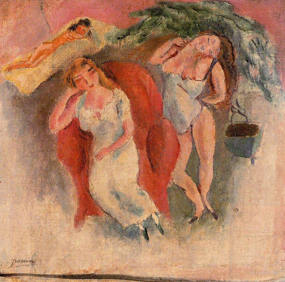Composition with Three Women, vintage artwork by Jules Pascin, 12x8" (A4) Poster