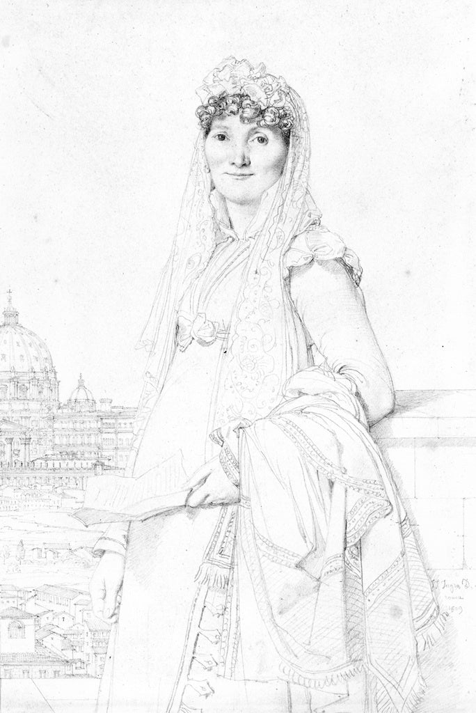 Ann-Julie Mallet, vintage artwork by Jean-Auguste-Dominique Ingres, 12x8" (A4) Poster