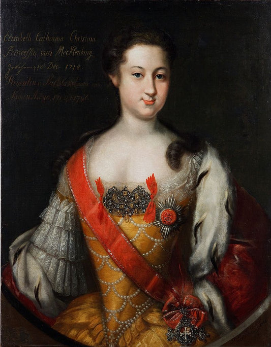 Portrait of Anna Leopoldovna, vintage artwork by Johann Heinrich Wedekind, 12x8" (A4) Poster