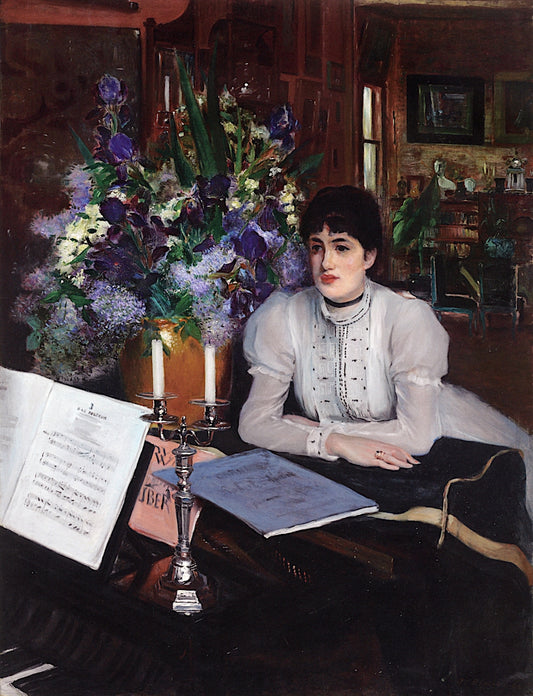 Henriette Chabot at the Piano, vintage artwork by Jacques-Émile Blanche, 12x8" (A4) Poster