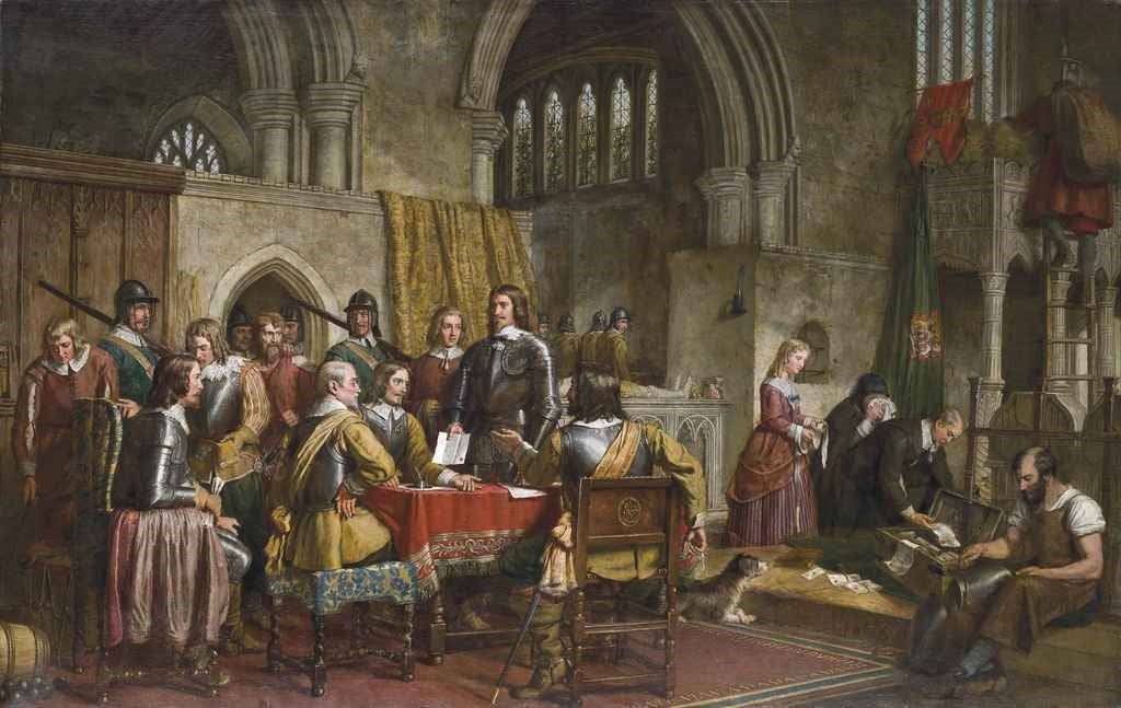 The Surrender of Arundel Castle to Sir William Waller, January 6th, 1643, vintage artwork by Charles Landseer, A3 (16x12") Poster Print
