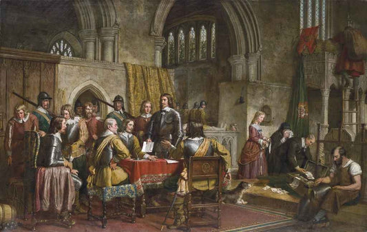 The Surrender of Arundel Castle to Sir William Waller, January 6th, 1643, vintage artwork by Charles Landseer, A3 (16x12") Poster Print