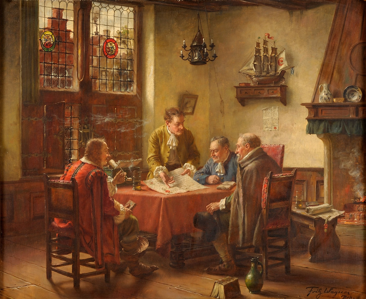 At the Notary, vintage artwork by Fritz Wagner, 12x8" (A4) Poster