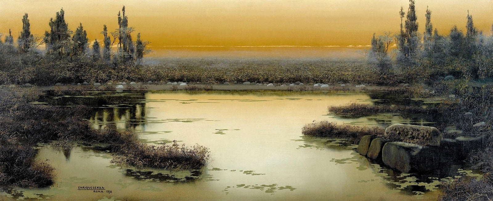 Pontine Marshes in the Twilight by Enrique Serra y Auque,A3(16x12")Poster