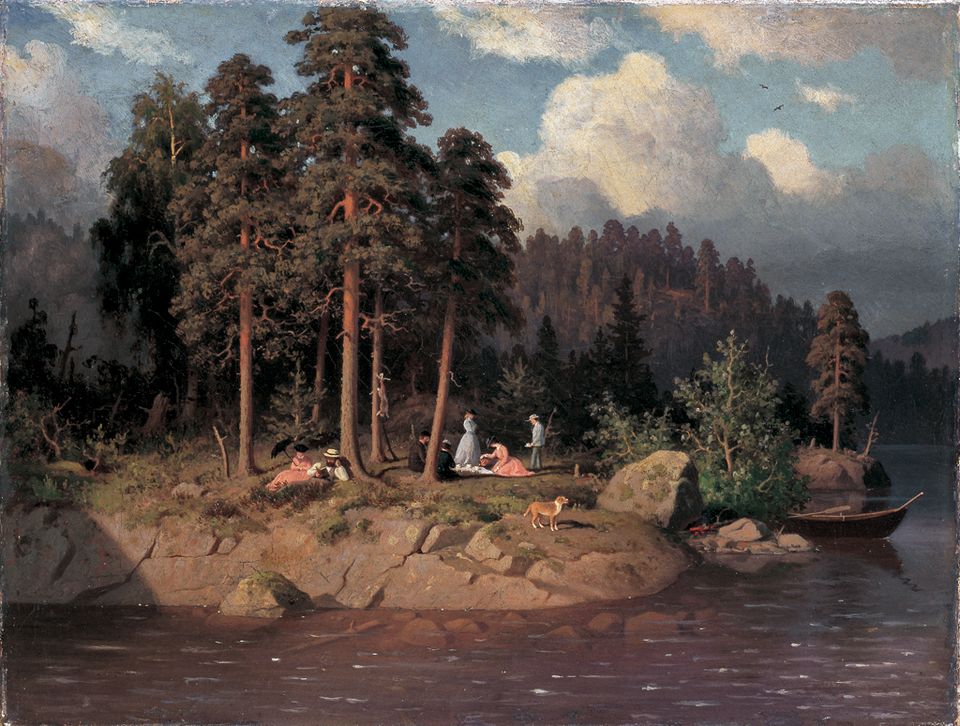 Retkiseurure Haminalahdella, vintage artwork by Ferdinand von Wright, 12x8" (A4) Poster